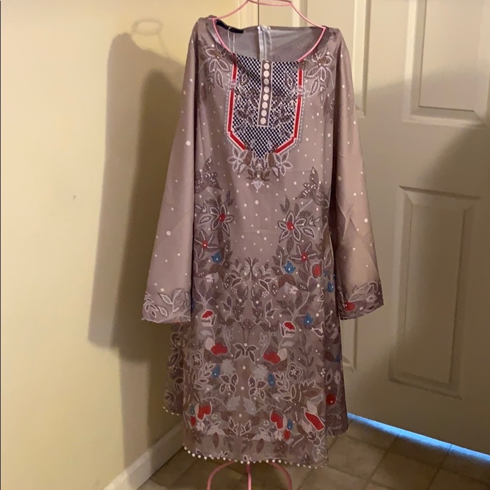 NWT Rosetic Kinikiss  Beaded Brown Patterned Dress